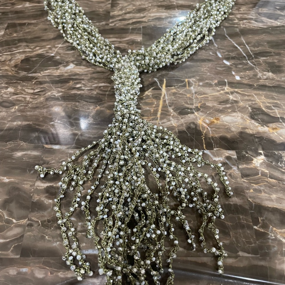 Elegant Silver Beaded Necklace